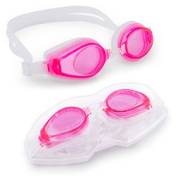Adult Swimming Goggles with Case, Pink