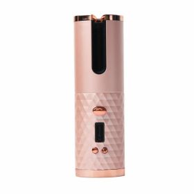 Hair Curler LCD Cordless Auto Rotating Waver Curling Iron Ceramic Wireless USA (Option: Pink)