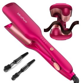 Hair Waver Iron Wand Hair Crimper Hair Waver Barrel Curling Iron 1 Inch PTC Heater Auto Shut-Off Adjustable Easy Shap Long Lasting Heat Dual Volt (Option: Red)