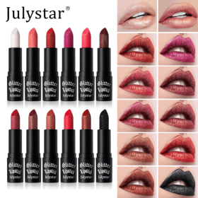 PSJ301-028   12 colors shiny matte lipstick Carved pearlescent glitter lipstick  2pc mixed sales Matte velvet lip lipstick makeup Velvet matte texture (PSJ301-028: PSJ301-028-04)